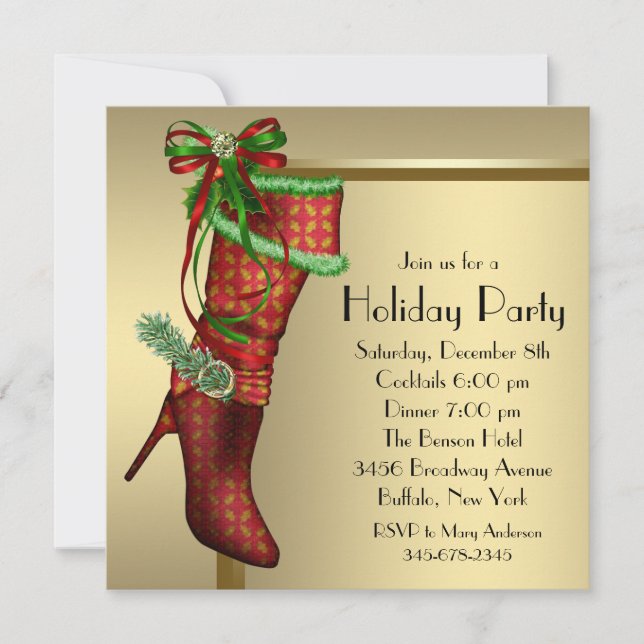 Red Christmas Stocking Corporate Christmas Party Invitation (Front)