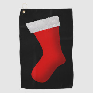 Red Christmas Stocking Depiction Golf Towel