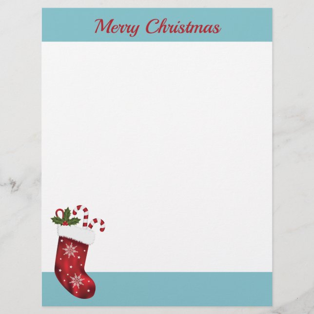 Red Christmas Stocking With Custom Text Custom Letterhead (Front)