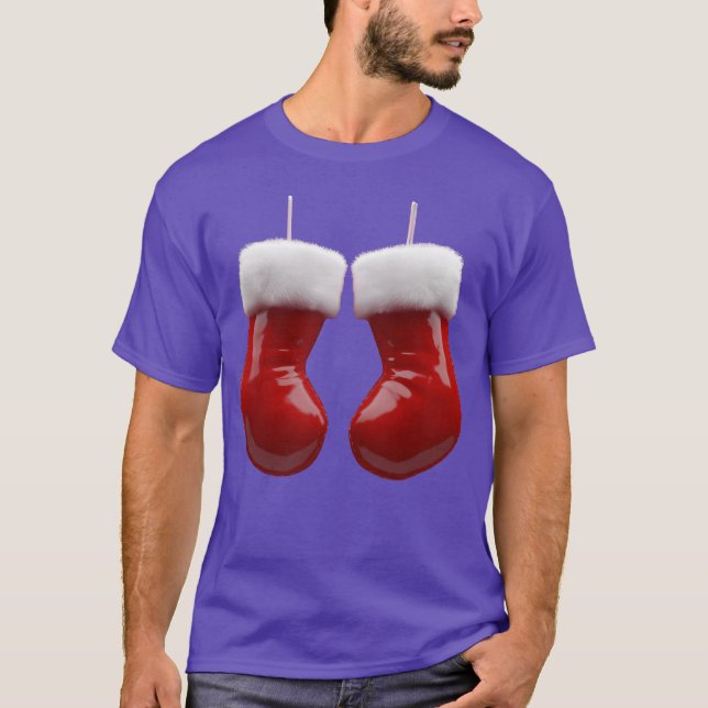Red Christmas Stockings funny T-Shirt (Front)