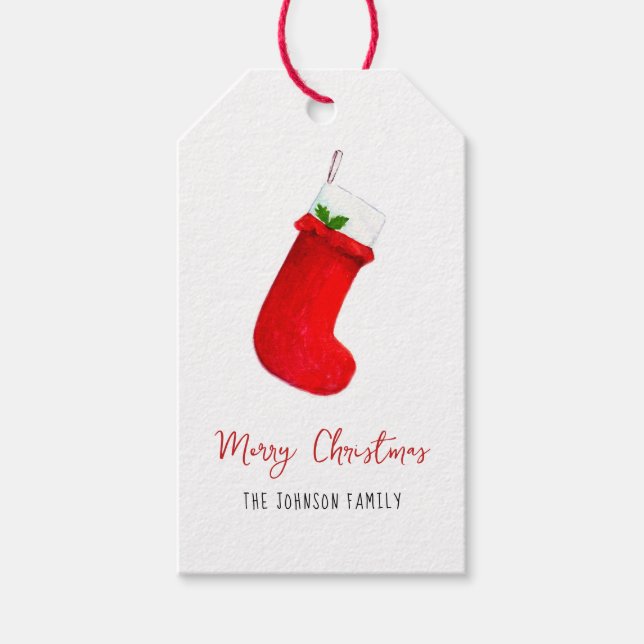 Red Christmas stockings Gift tags (Front)