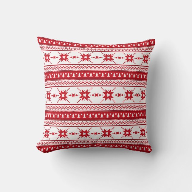 Red Christmas Sweater Inspired Pattern Cushion (Front)