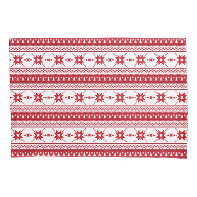 Red Christmas Sweater Inspired Pattern Pillowcase (Front)