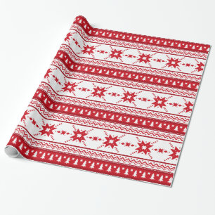 Red Christmas Sweater Inspired Pattern Wrapping Paper