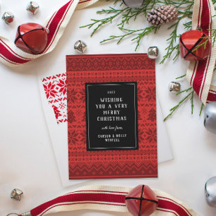 Red Christmas Sweater Patterned Holiday Card