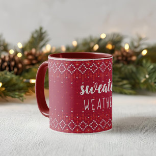 Red Christmas Sweater Weather Two Tone Coffee Mug