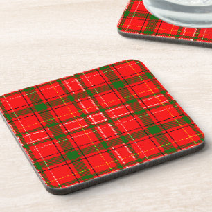 Red Christmas Tartan Plaid Pattern Design Coaster