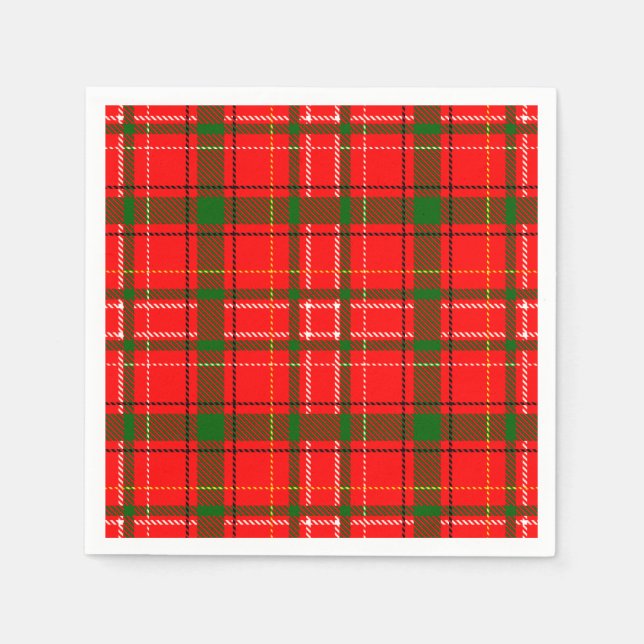 Red Christmas Tartan Plaid Pattern Design  Napkin (Front)