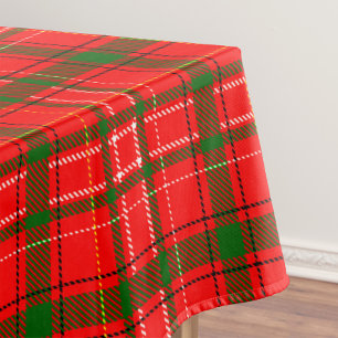 Red Christmas Tartan Plaid Pattern Design  Tablecloth