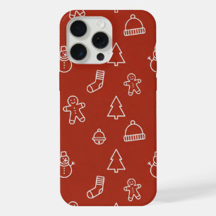 Red Christmas texture with festive elements iPhone 15 Pro Max Case