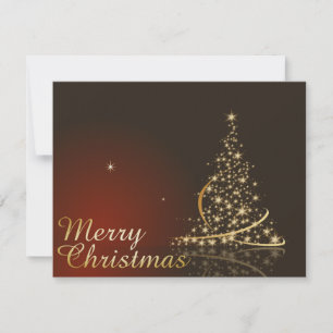 Red Christmas Theme with golden Christmas tree Invitation