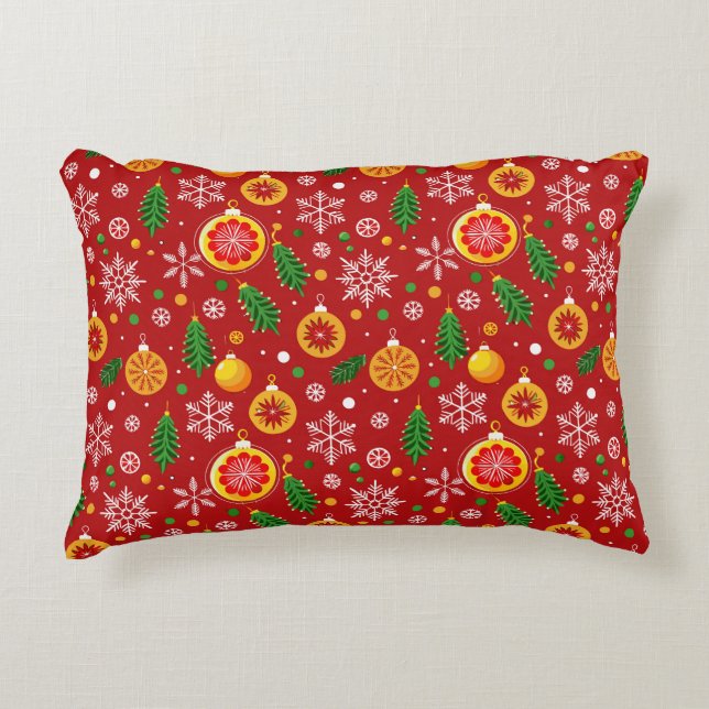 Red Christmas-themed pattern Decorative Cushion (Front)