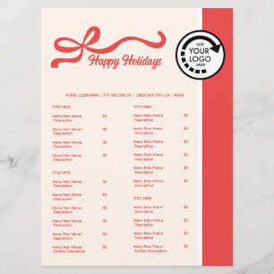 Red Christmas Themed Restaurant Take Out Menu