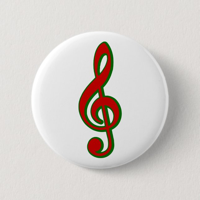 Red Christmas Treble Clef 6 Cm Round Badge (Front)