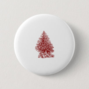 Red christmas tree 6 cm round badge