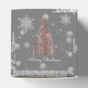 Red Christmas Tree and Snowflakes Favour Box