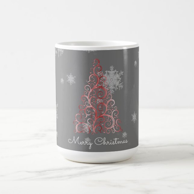 Red Christmas Tree and Snowflakes Mug (Center)