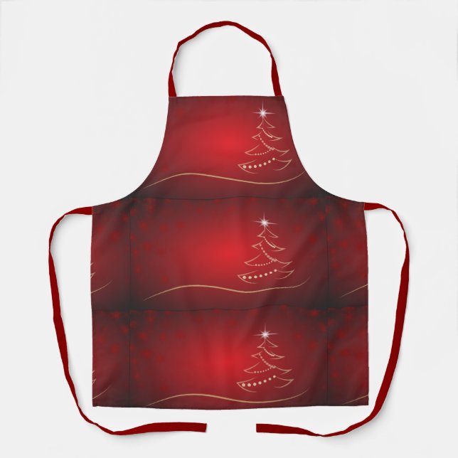 red-christmas-tree-christmas apron (Front)