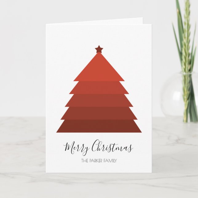 Red Christmas Tree Christmas Card (Front)