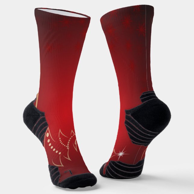 red christmas tree christmas socks (Angled)