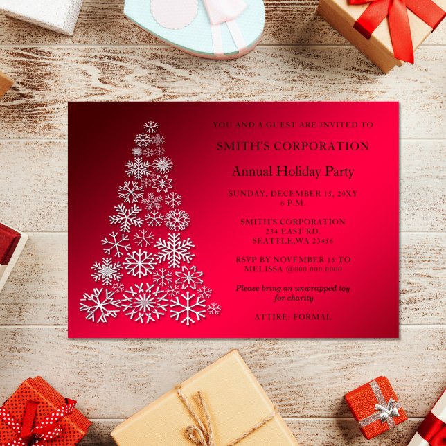Red Christmas Tree Corporate holiday party   Invitation (Creator Uploaded)
