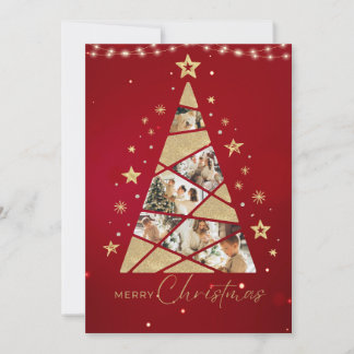 Red Christmas Tree Family Holiday Card