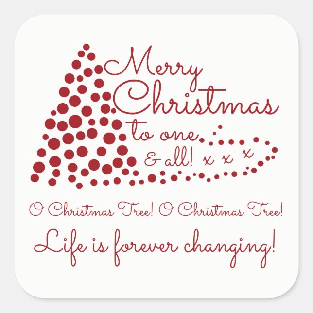 Red Christmas Tree, Festive Square Sticker (Front)
