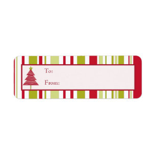 Red Christmas Tree Gift Tag Labels
