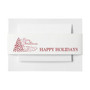 Red Christmas Tree, Happy Holidays Invitation Bell Belly Band