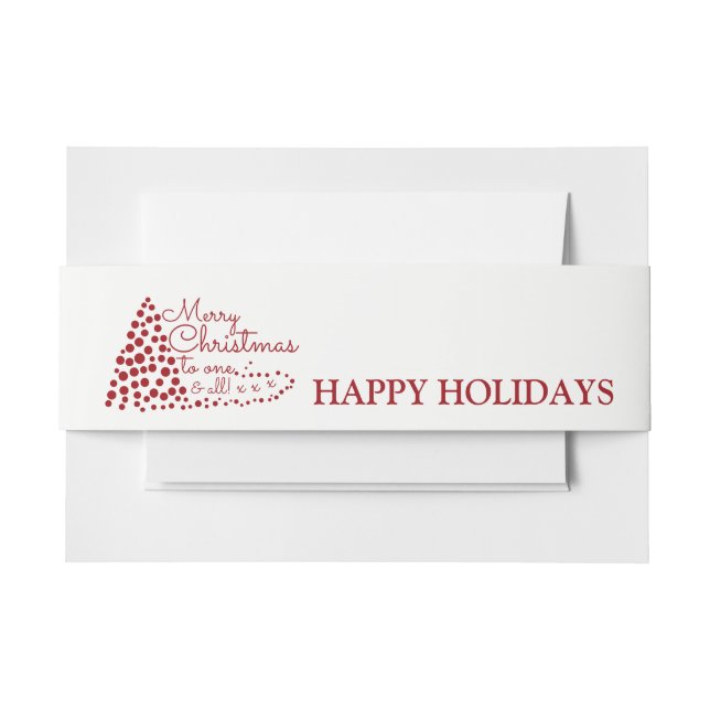 Red Christmas Tree, Happy Holidays Invitation Bell Invitation Belly Band (Front Example)