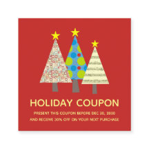 Red Christmas Tree Holiday Coupon Discount Card