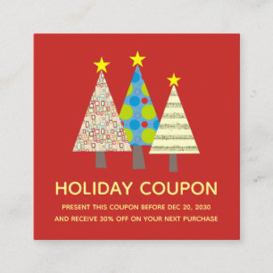 Red Christmas Tree Holiday Coupon Discount Card
