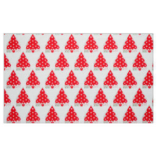 RED CHRISTMAS TREE HOLIDAY PARTY FABRIC