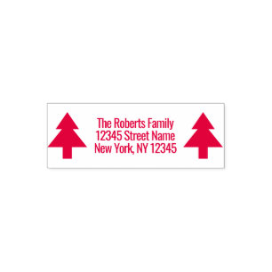 Red Christmas tree icon custom return address Self-inking Stamp
