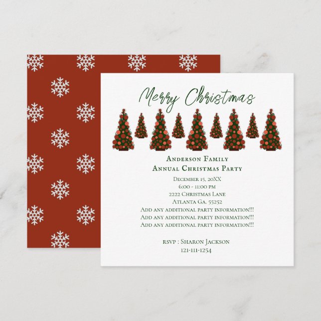 Red Christmas Tree Invitation (Front/Back)