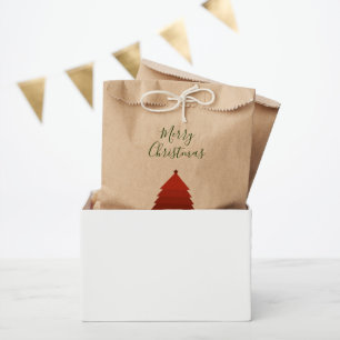 Red Christmas Tree Kraft Favour Bag
