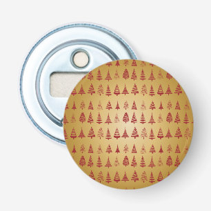 Red Christmas tree modern on Gold Bottle Opener