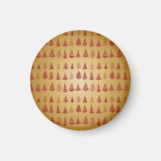 Red Christmas tree modern on Gold Magnet (Front)