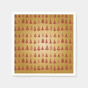 Red Christmas tree modern on Gold Napkin