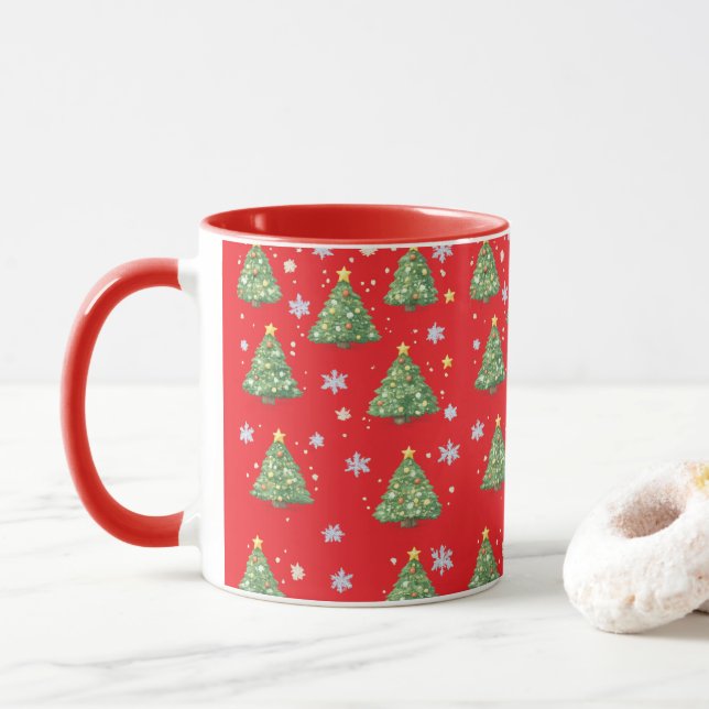 Red Christmas Tree Mug (With Donut)
