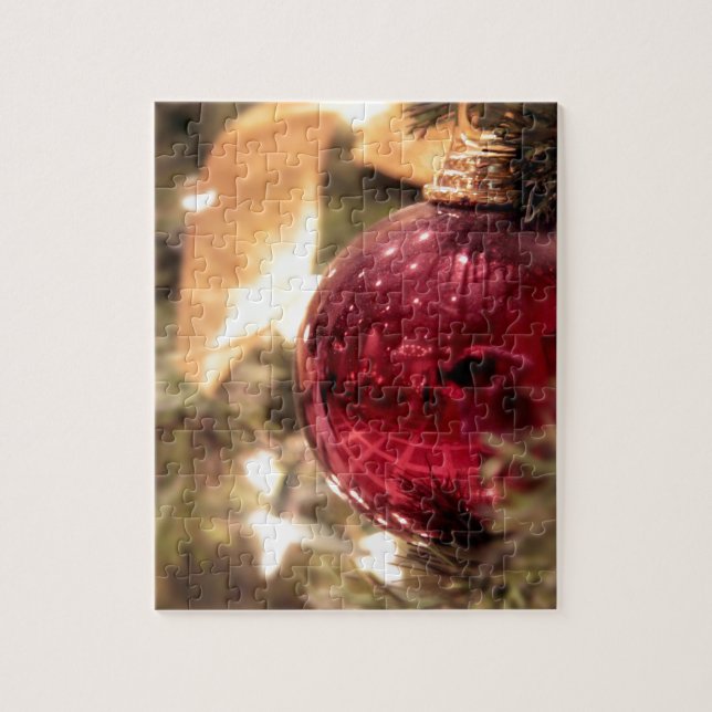 red christmas tree ornament festive jigsaw puzzle (Vertical)
