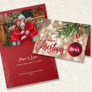 Red Christmas Tree Ornament Photo Card
