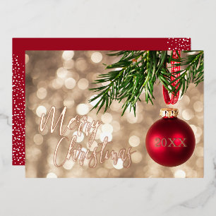 Red Christmas Tree Ornament Rose Gold