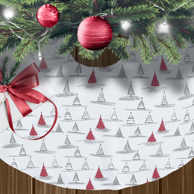 Red Christmas Tree Pattern#5 ID1009 Brushed Polyester Tree Skirt (Creator Uploaded)