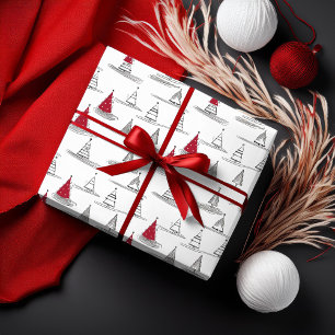 Red Christmas Tree Pattern#5 ID1009 Wrapping Paper