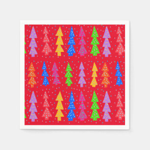 Red Christmas Tree Pop Art   Napkin