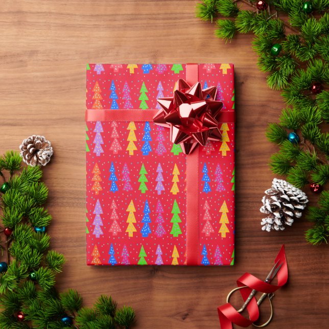 Red Christmas Tree Pop Art   Wrapping Paper (Holiday Gift)
