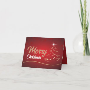 Red Christmas Tree, Seasonal Customer Thank You Card