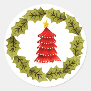 Red Christmas Tree Sticker