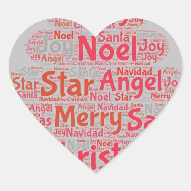 Red Christmas Tree Typography Heart Sticker (Front)